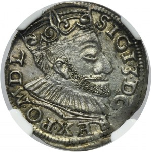 Sigismund III Vasa, 3 Groschen Posen 1592 - NGC AU DETAILS