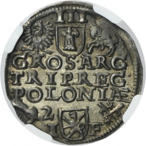 Sigismund III Vasa, 3 Groschen Posen 1592 - NGC AU DETAILS