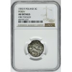 Sigismund III Vasa, 3 Groschen Posen 1592 - NGC AU DETAILS