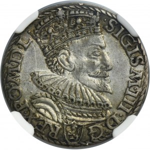 Sigismund III Vasa, 3 Groschen Marienburg 1594 - NGC AU DETAILS