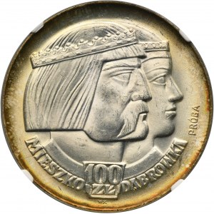 PROBE, 100 Zloty 1966 Mieszko und Dąbrówka Köpfe - NGC MS64