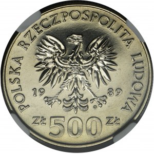 PRÓBA NIKIEL, 500 złotych 1989 Władysław II Jagiełło - NGC MS68