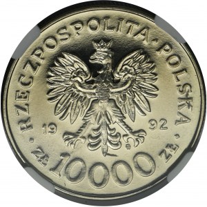 PRÓBA NIKIEL, 10.000 złotych 1992 Władysław III Warneńczyk - popiersie - NGC PF69 CAMEO