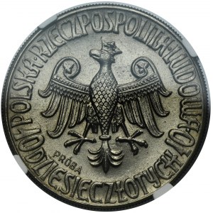 PRÓBA NIKIEL, 10 złotych 1964 Kazimierz Wielki - NGC MS66