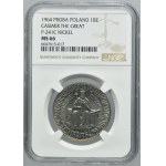 PRÓBA NIKIEL, 10 złotych 1964 Kazimierz Wielki - NGC MS66