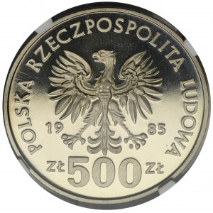 PRÓBA NIKIEL, 500 złotych 1985 Przemysław II - NGC PF67 ULTRA CAMEO