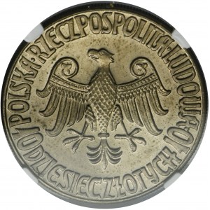 PRÓBA, 10 złotych 1964 Kazimierz Wielki - NGC MS64 - wklęsły napis na awersie