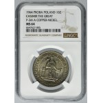 PRÓBA, 10 złotych 1964 Kazimierz Wielki - NGC MS64 - wklęsły napis na awersie