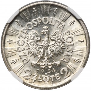 Piłsudski, 2 złote 1934 - NGC AU58