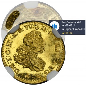 Augustus III of Poland, 1/4 Ducat Dresden 1735 FWôF - NGC MS63 - VERY RARE