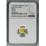 Augustus III of Poland, 1/4 Ducat Dresden 1735 FWôF - NGC MS63 - VERY RARE