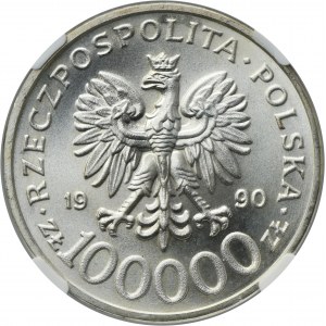 100.000 złotych 1990 Solidarność - TYP C - NGC MS66