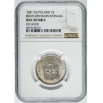 November Uprising, 2 zlote Warsaw 1831 KG - NGC UNC DETAILS