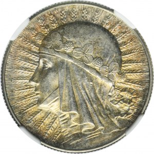 Głowa Kobiety, 5 złotych Warszawa 1934 - NGC UNC DETAILS