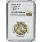 Głowa Kobiety, 5 złotych Warszawa 1934 - NGC UNC DETAILS