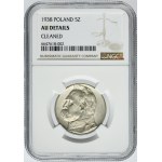 Piłsudski, 5 złotych 1938 - NGC AU DETAILS