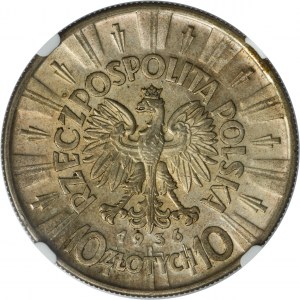 Piłsudski, 10 złotych 1936 - NGC AU55
