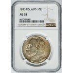 Piłsudski, 10 złotych 1936 - NGC AU55