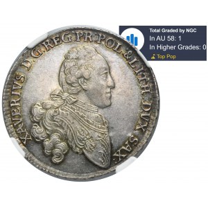 Xaver as administrator, 2/3 Thaler (gulden) Dresden 1764 EDC - NGC AU58 - RARE