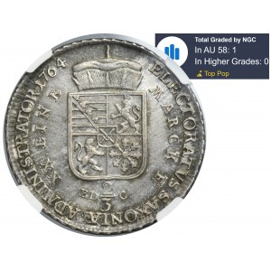 Xaver as administrator, 2/3 Thaler (gulden) Dresden 1764 EDC - NGC AU58 - RARE