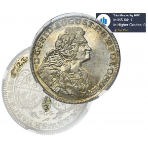 Augustus II the Strong, 1/3 Thaler Dresden 1723 IGS - NGC MS64 - VERY RARE