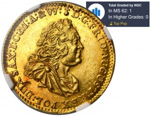 Augustus III of Poland, Ducat Dresden 1750 FWôF - NGC MS62