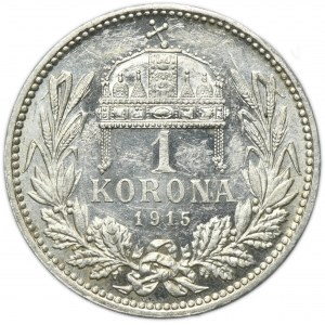 Hongrie, François-Joseph Ier, 1 couronne Kremnica 1915 KB