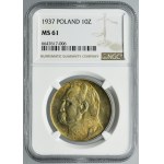 Piłsudski, 10 złotych 1937 - NGC MS61