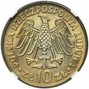 10 złotych 1964 Kazimierz Wielki - NGC MS67 - wklęsły napis na awersie