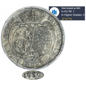 Augustus II the Strong, Thaler Dresden 1730 IGS - NGC AU58 - RARE