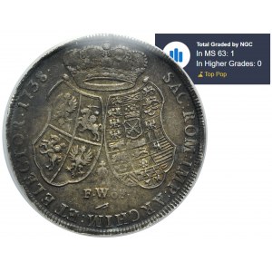 Augustus III of Poland, Thaler Dresden 1738 FWôF - NGC MS63 - SUPERB