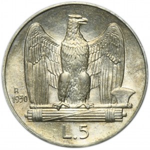 Italy, Victor Emmanuel III, 5 Lire Rome 1930 R