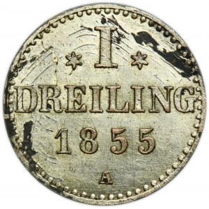 Germany, City of Hamburg, 1 Dreiling Berlin 1855 A