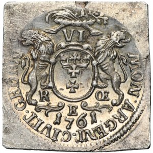 August III Sas, 6 Groschen Danzig 1761 - RARITY