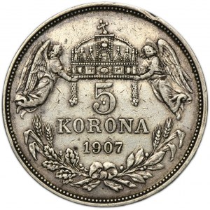 Hungary, Franz Joseph I, 5 Corona Kremnitz 1907 KB