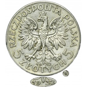 Głowa Kobiety, 5 złotych Warszawa 1932 - RZADKIE