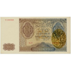 100 złotych 1941 - DESTRUKT - ODWRÓCONY ZNAK WODNY - RZADKOŚĆ