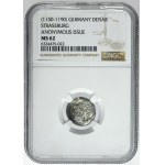 France, Bishopric of Strasbourg, Denarius undated - RARE - NGC MS62