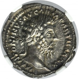 Roman Imperial, Marcus Aurelius, Denarius - NGC Ch AU