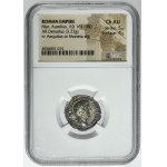 Roman Imperial, Marcus Aurelius, Denarius - NGC Ch AU