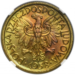 PRÓBA MOSIĄDZ, 2 złote 1958 - NGC MS65 - BARDZO RZADKIE