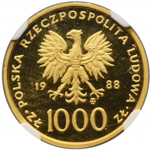 1.000 złotych 1988 X Lat Pontyfikatu Jan Paweł II - NGC PF69 ULTRA CAMEO