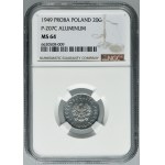 PRÓBA ALUMINIUM, 20 groszy 1949 - NGC MS64 - RZADKIE