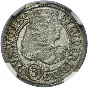 Silesia, Duchy of Oels, Silvius II Friedrich, 3 Kreuzer Oels 1674 SP - NGC UNC DETAILS