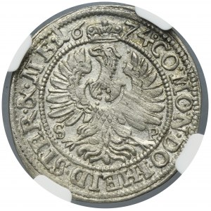 Silesia, Duchy of Oels, Silvius II Friedrich, 3 Kreuzer Oels 1674 SP - NGC UNC DETAILS