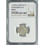 Silesia, Duchy of Münsterberg-Oels, Karl II, 3 Kreuzer Oels 1612 - NGC MS62- UNLISTED
