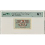 Danzig, 10 Pfennige 1923 - October - watermark ZIGZAG - PMG 67 EPQ - RARE