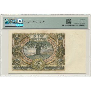 100 złotych 1932 - Ser.AO. - znw. kreski na dole - PMG 65 EPQ - rzadki w takim stanie