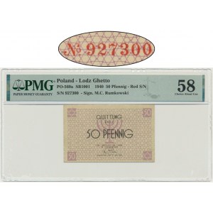 50 Pfennig 1940 - red numerator - PMG 58 - serial number starts with 9