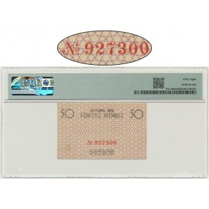 50 Pfennig 1940 - red numerator - PMG 58 - serial number starts with 9